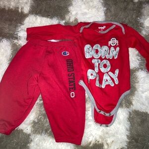 Champion Red Baby Outfit with Ohio State Print